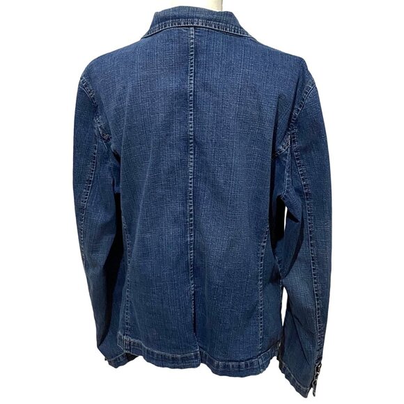 Rafella Jean Jacket Size 14 Boho Hippie Grunge Eighties Denim Blazer Pockets - Picture 3 of 6